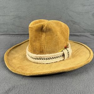 United Hatters Cap & Millinery Works Int. Vintage Brown Cowboy Corduroy Size L